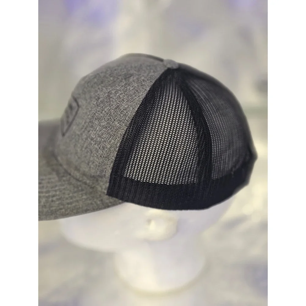 RVCA Trucker Hat Gray Black Mid Fit Snapback Mesh Logo Cap
